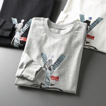 Classic 100 Lapped Pure Cotton Printed Pattern Autumn Winter Mens Round Collar Sports Cover Headcoat Jacket For Undershirt Tide