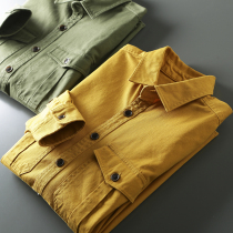 Classic Washed Yarn Card Autumn New Products Foreign Trade Outlet European And European Single Men Tooling Lining Long Sleeve Shirt Male Tide