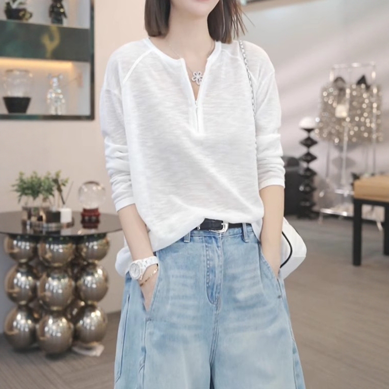 Plus Size Fat Girl Half-Zip Thin Sun Protection Blouse Long-Sleeved T-Shirt Women's Summer Fashion Loose Casual Versatile Top Plus Size Fat Girl Half-Zip Thin Sun Protection Blouse Long-Sleeved T-Shirt Women's Summer Fashion Loose Casual Versatile Top