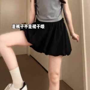 Plus-Size Floral Half-Skirt Black Culottes for Women, Summer 2026 New Style, High-Waisted, Casual, Slimming, Short Skirt with Drape Effect