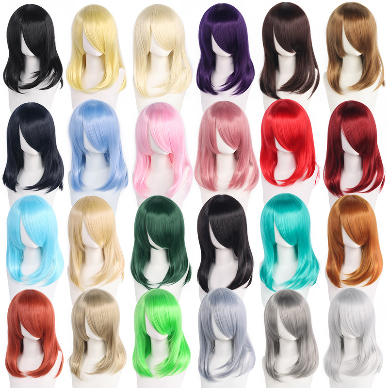 Multi-Purpose Wig for Cosplay, Black, White, Yellow, Multi-Color, Hair Practice Styling, 40cm Long Bangs, Rose Net Wig Base Multi-Purpose Wig for Cosplay, Black, White, Yellow, Multi-Color, Hair Practice Styling, 40cm Long Bangs, Rose Net Wig Base