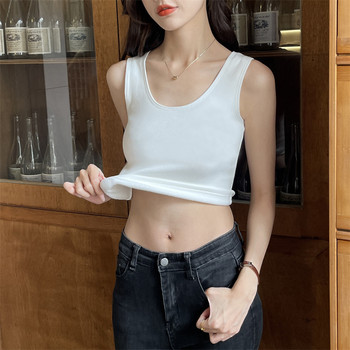 Trendy Short Fleece-Lined Vest for Women 2025 New Autumn and Winter Inner Wear Heated Thickened Sleeveless Thermal Top