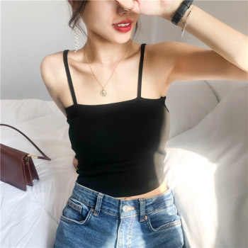 One-Shoulder Korean Style Fleece-Lined Camisole for Women, Short, Tight-Fitting, Warm, Close-Fitting Inner Layer for Autumn and Winter
