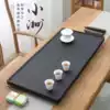 Black gold stone tea tray Household tray Rectangular simple drainage tea table Kung Fu tea office guest Black gold stone
