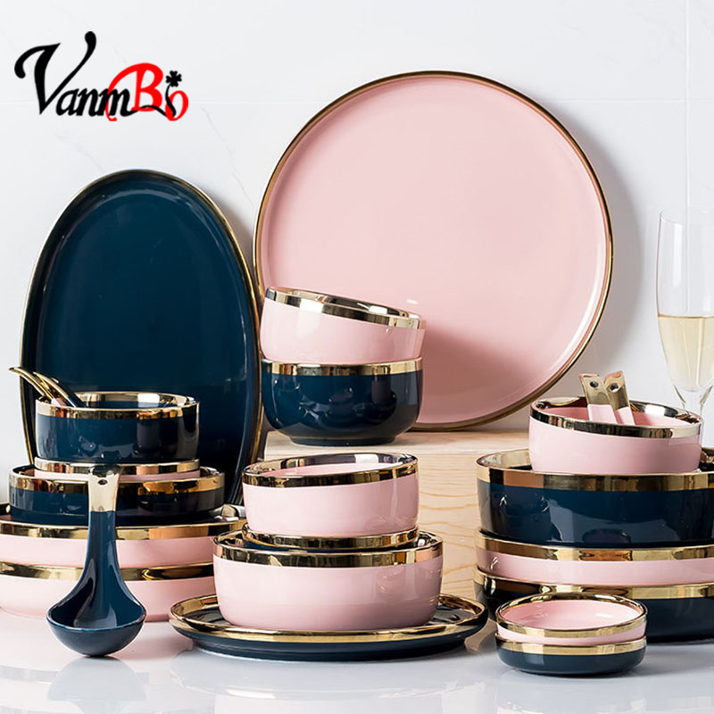 Light luxury Japanese tableware net red ins Nordic creative bowl set home cute personality ceramic bowl exquisite