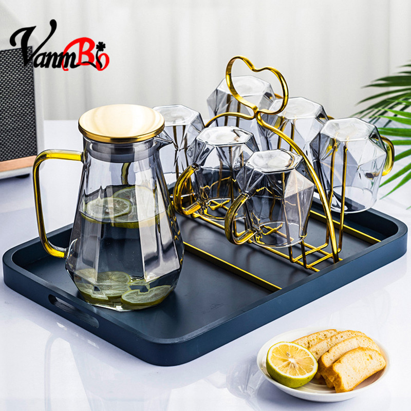 Light Extravagant Glass Water Cup Home Suit Cup With Kettle Living Room Modern Minima Fancy Creative Nordic Tea Cup