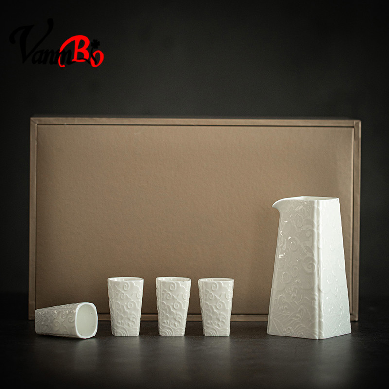 High-end liquor cup set household ceramic sterling silver wine divider simple Chinese style one mouthful cup creative wine set jug