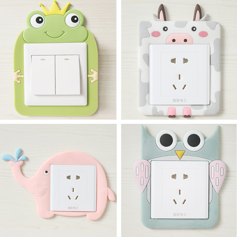 Cartoon Light Switch Stickup Solid Silicone Socket Protective Sleeve Room Living-room Living-room Living-free Wall Stickup Wall Stickup Decoration