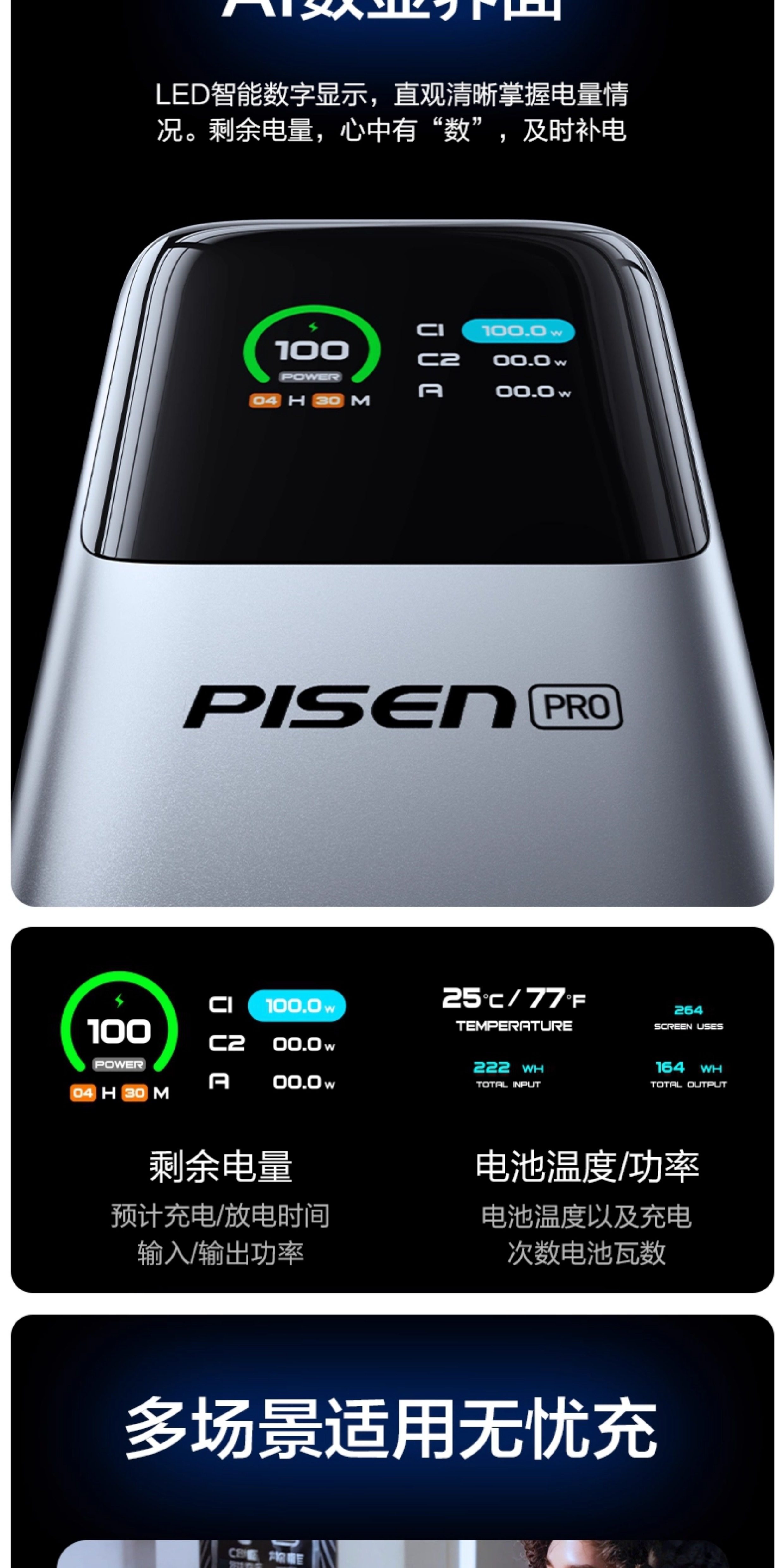 Pinsheng 130W High Capacity Fast Charging 20000mah Power Bank High Power Fast Charging Mobile Phone Computer Portable Power Supply