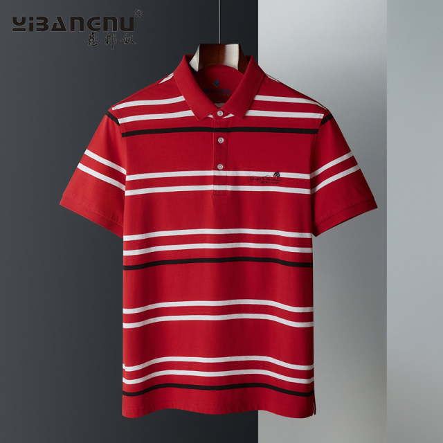 Yibonnu summer thin pure cotton short-sleeved T-shirt men's young dad business formal polo shirt washed