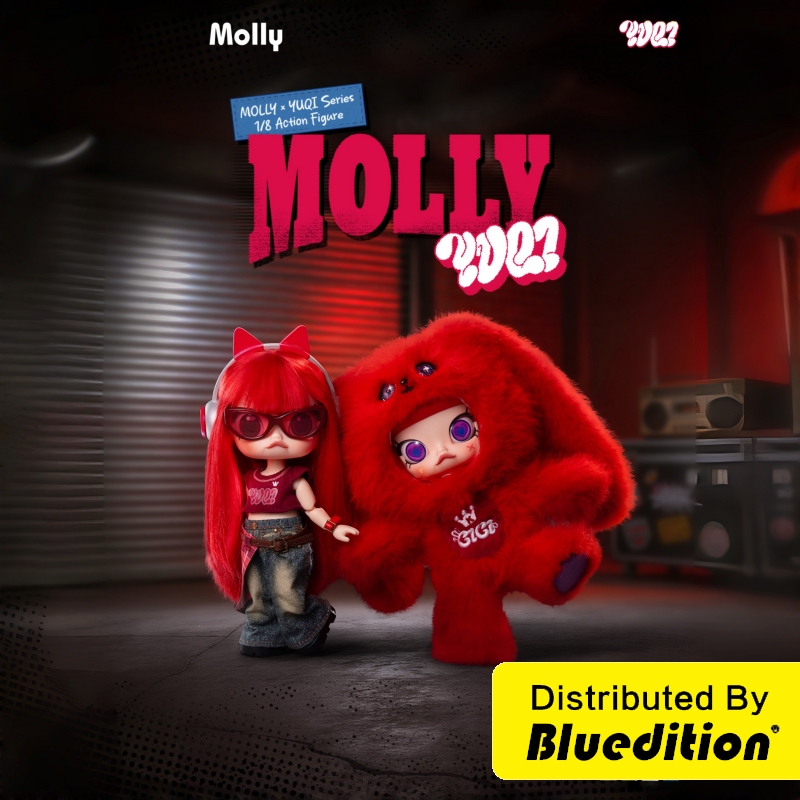 Popmart Molly×Yuqi Song Yuqi Collaboration 1/8 Scale Articulated Doll Plush Keychain Blind Box