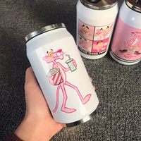 Phiên bản tiếng Hàn với cốc cách nhiệt ống hút nữ sinh viên dễ thương cầm tay tươi và đơn giản cốc nước màu hồng da báo sáng tạo bình nước cho bé