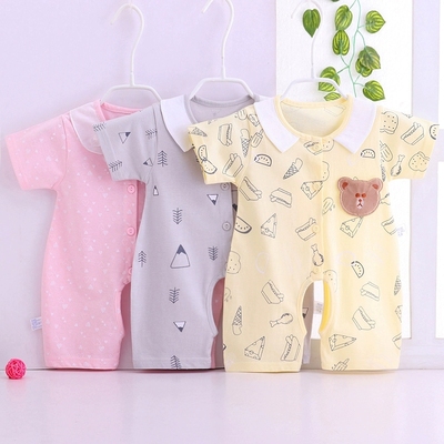 婴儿连体衣短袖纯棉卡通爬服夏装哈衣