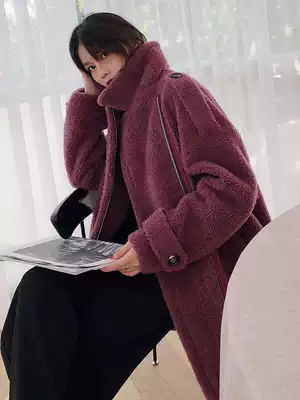 2021 imported cashmere coat women's long version autumn and winter New Lamb hair particles cashmere fur coat profile