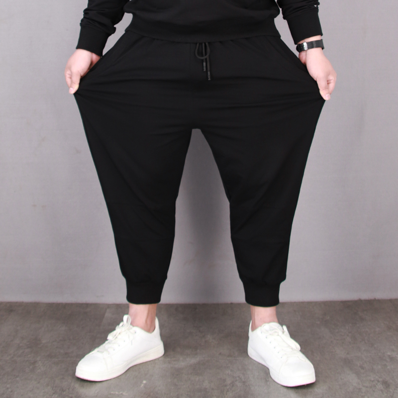 Extra Large Size Men's Pants, Trendy, Loose Fit, Spring and Autumn Style, Plus Size, Nine-Point Pants, Casual Sports Eight-Point Pants, Fat Guy Pants