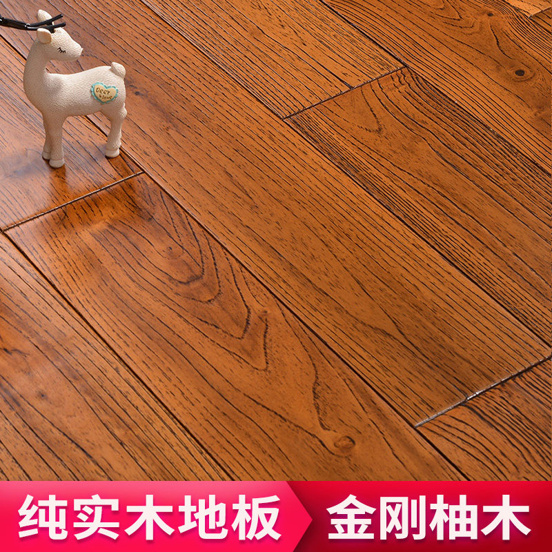 Pure Solid Wood Flooring Manufacturer Direct Marketing Diamond Teak Wood Log Home Environmentally Friendly Wear New Chinese Bedroom Light Grey