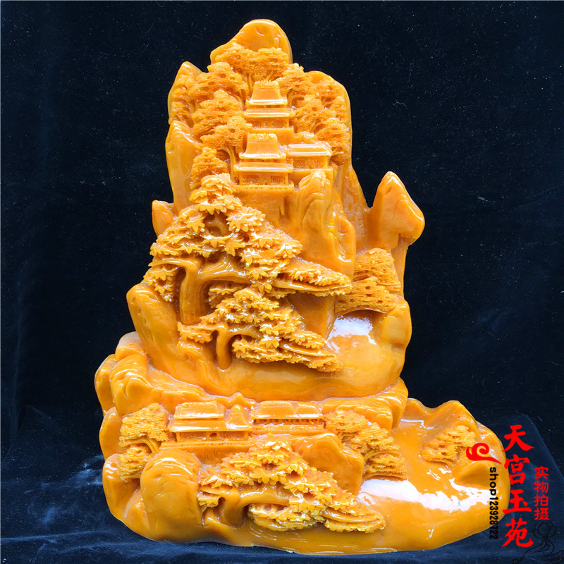 Special price Shoushan stone ornaments Big welcome pine landscape stone Office home Jade Town house Jade Feng Shui Jewelry jade