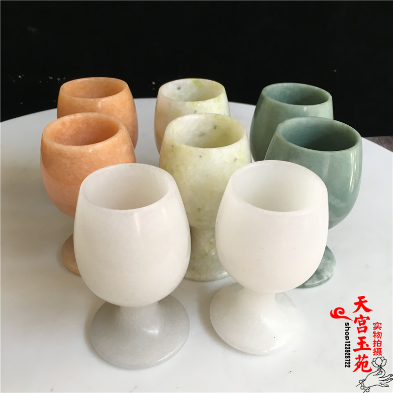 Natural jade high-footed wine glass red wine glass wine glass creative wine glass jade wine glass decoration