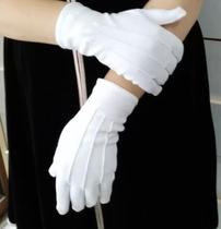 High-grade export cotton cotton white etiquette three-tendon buckle gloves parade performance gloves concierge gloves