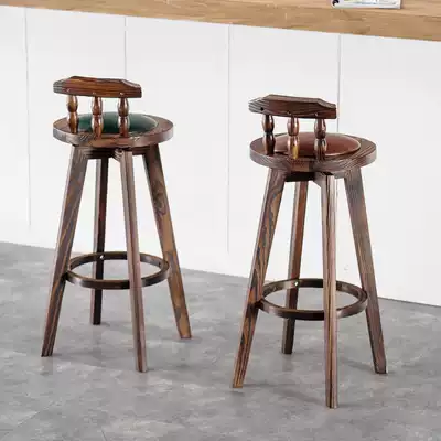 Solid Wood retro bar chair new Chinese rotating home cafe bar stool European island table old bar stool