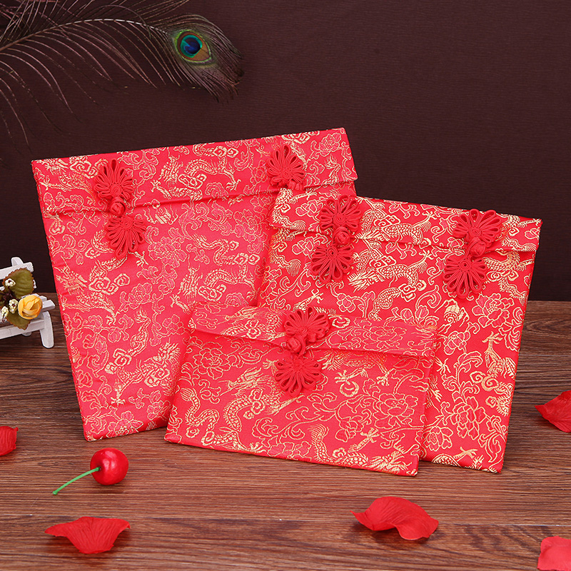 High-end RMBten thousand Red Envelopes Wedding Red Envelopes Gift Bags are Seal Creative Fabric Big Red Wrap Wedding items