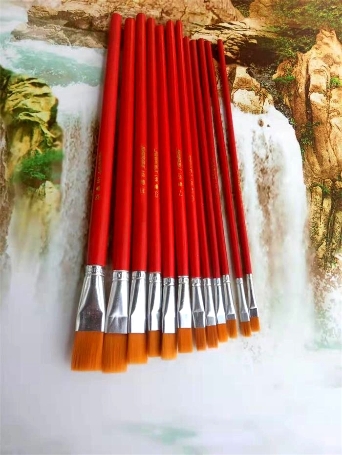 Row pen single oil painting single flat head gouache industrial paint brush nylon brush flat head student painting