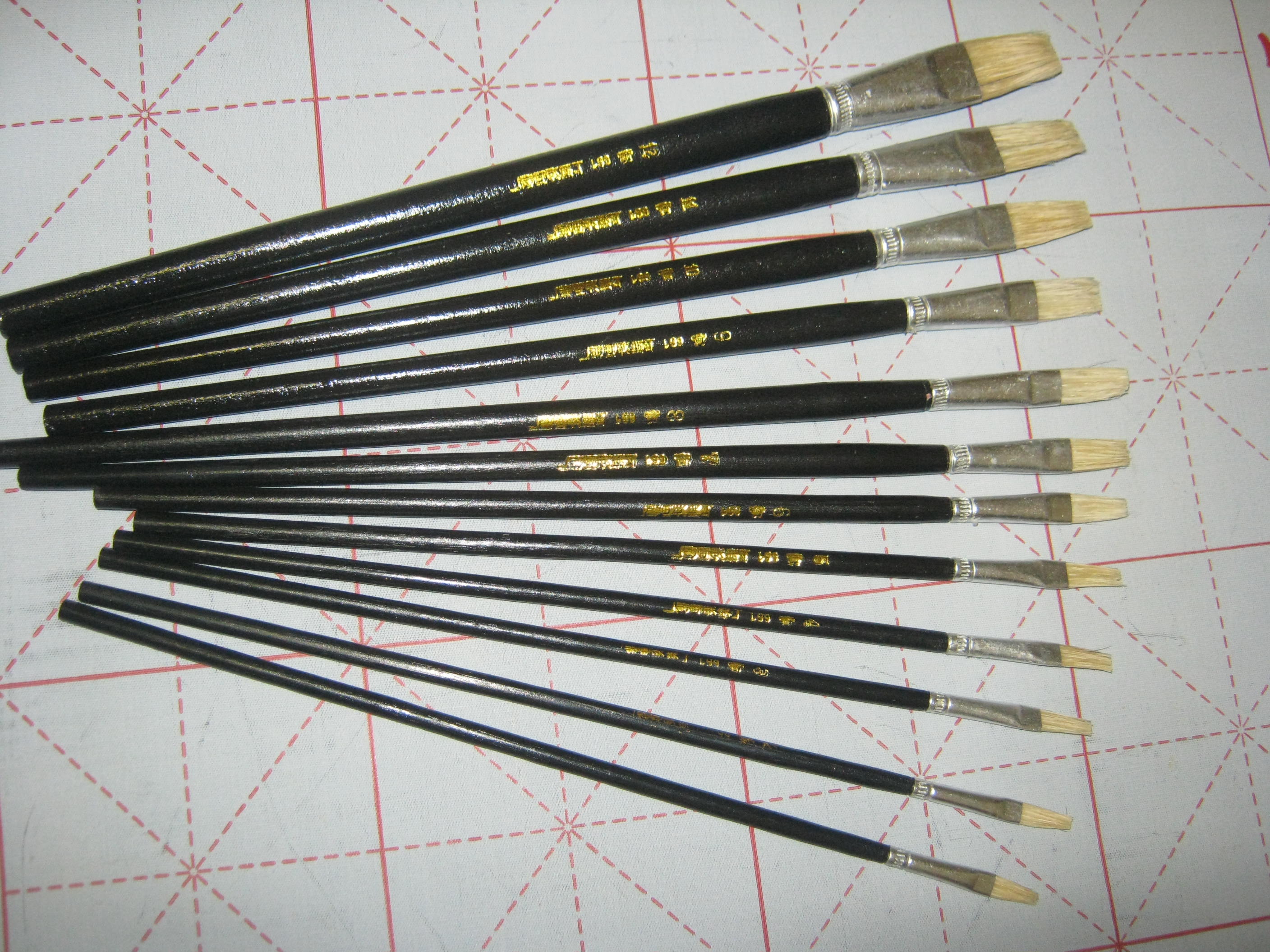 Oil paint pen flat head row pen single bristle small paint industry with hard bristle brush set hair sweep gouache single