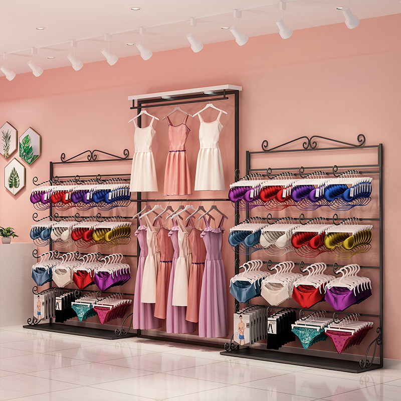Lingerie shelf Show shelves bra rack single-sided floor-floor underpants socks iron art leaning against wall mobile promotion shelving sub-Taobao