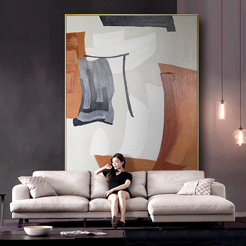 Hand-painted oil painting abstract living room sofa background wall floor decoration painting large porch hanging painting pure handmade texture painting