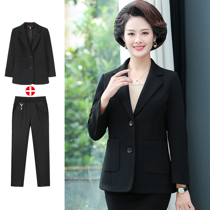 Mom's Stylish Autumn Jacket for 50-Year-Old Middle-Aged Women, Spring and Autumn Blazer, Middle-Aged and Elderly Women's Suit Jacket