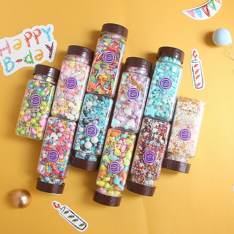 Jiali mixed color sugar beads birthday cake decoration embellished pearl candy heart-shaped round baking dessert table dress up