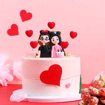 Valentines Day Cake Decorations Romantic 520 sue white lovers Soft Tao people Occasionally Pendulum with Loving Pentagram Festival Costume