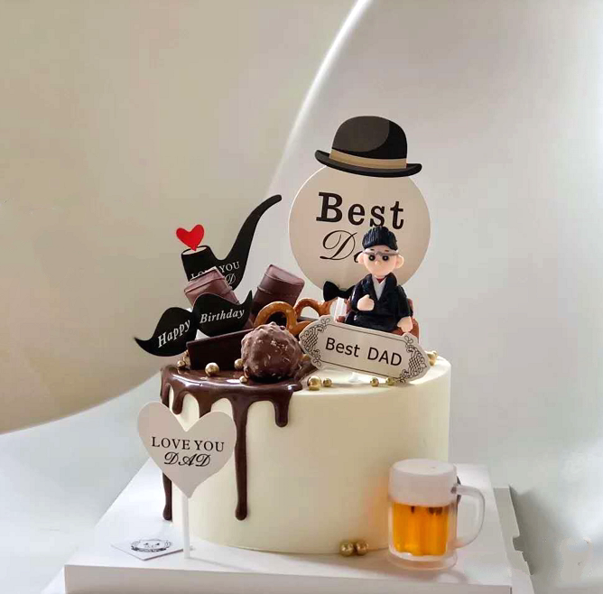 Father's Day cake decoration soft Tao dad's birthday happy plug - in suit pipe dress