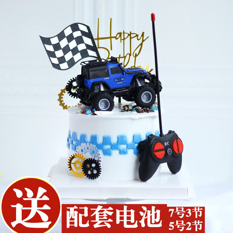 Electric remote control car cake decoration pendulum decoration Off-road Bike Climbing Car Toy Boy Birthday Party Sweet Table Dress