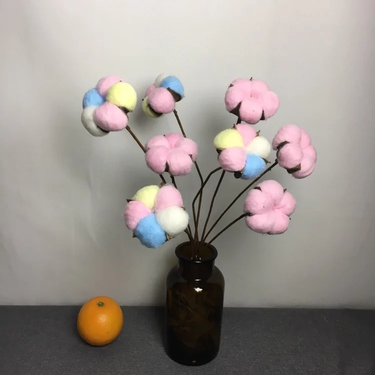 Colourful cotton bouquet Dry Flowers Flowers Single Branches Little Frescoed Mini-Livingroom Natural Air-dried Flower Arrangement Materials