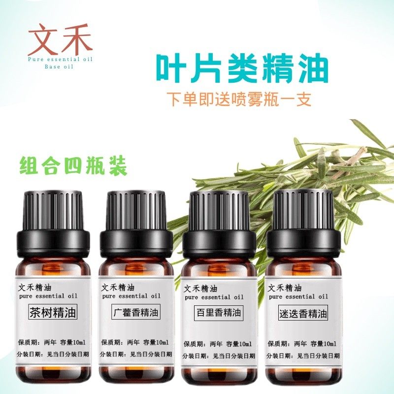组合装 茶树广藿香百里香迷迭香精油 单方精油 香薰净化空气保湿