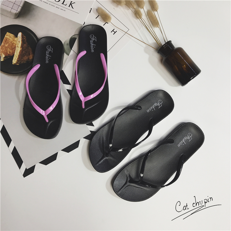 Hàn quốc phiên bản mới sinh viên bình thường flip flops mùa hè của phụ nữ phẳng màu rắn non-slip pinch dép bãi biển giày thủy triều