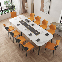 3.6米超宽岩板长条桌多人石材会议桌餐桌接待洽谈桌办公桌工作台