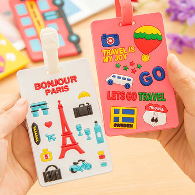Creative suitcase luggage tag cartoon silicone luggage tag consignment card creative boarding pass listing