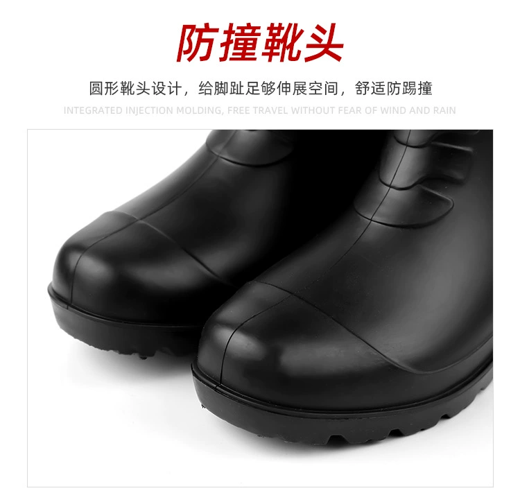 Giày đi mưa kéo sau Thượng Hải Giày bốt nam cao cấp chống trượt bảo hộ lao động đi làm chống thấm nước, bao ngoài bằng vải cotton chống mài mòn, giày cao su ấm áp giày bảo hộ siêu nhẹ chống nước