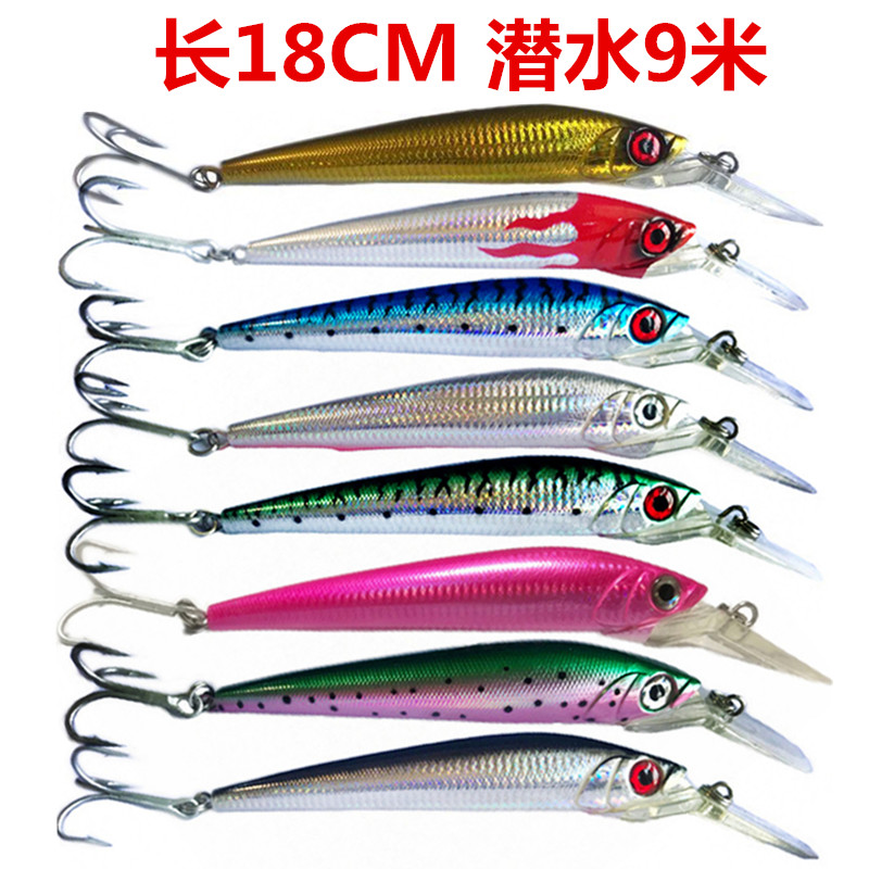 YO-ZURI with the same mackerel bait 18CM Mino diving 9 meters deep water trolling Luya false bait deep water sea fishing bait