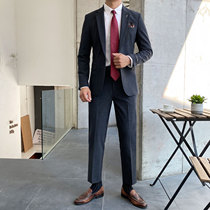  Plaid suit suit mens business formal Korean version slim casual trend young handsome groom small suit dress