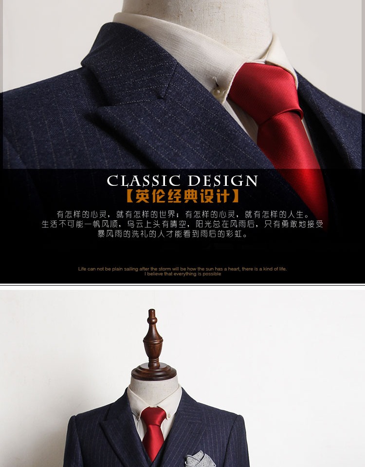 Bộ vest nam ba mảnh Váy cưới chú rể đôi ngực kinh doanh chuyên nghiệp phiên bản Hàn Quốc của bộ đồ tự canh quần nam