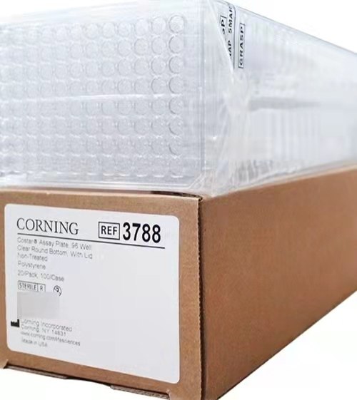 Corning/康宁 96孔板 透明 圆底 带盖 灭菌  3788 5包/箱20个/包
