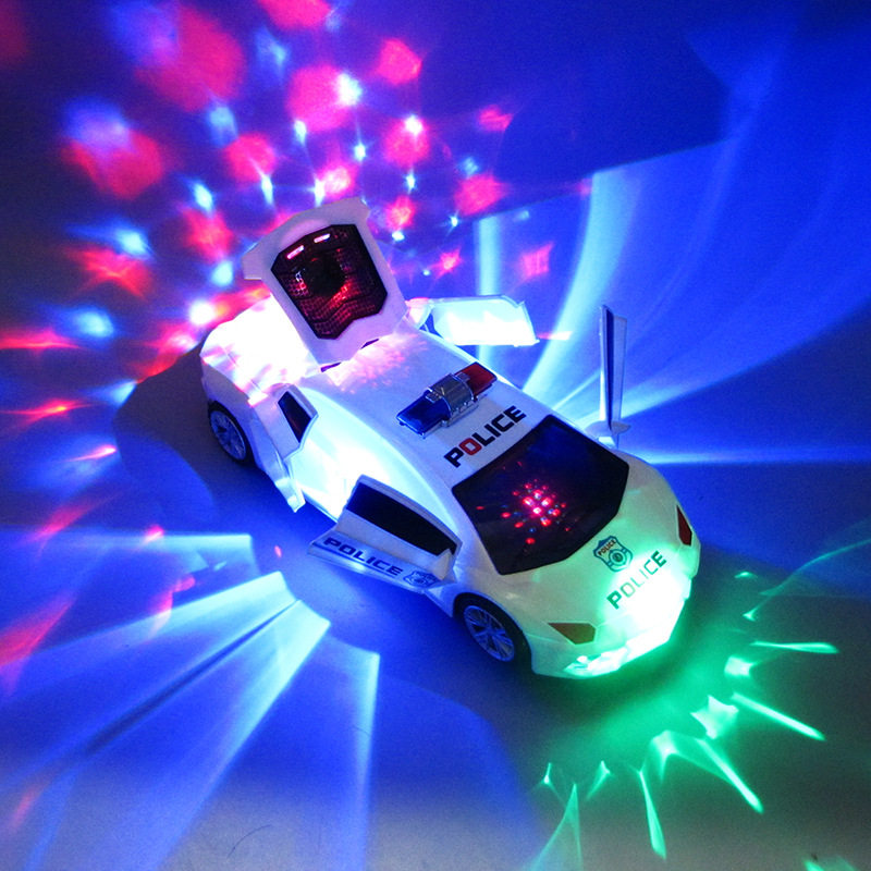Children's toy police car boy 2 baby 3-5 years old vibrato with the same electric universal dancing deformed car
