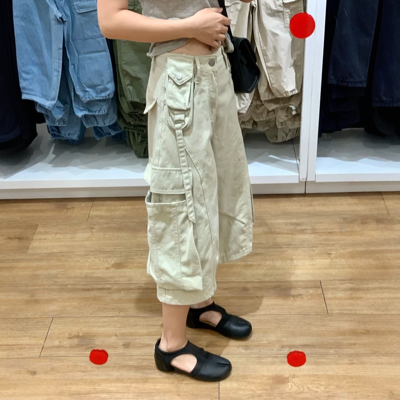 American-Style Apricot-Colored Workwear Wide-Leg Cropped Pants for Women, Summer Plus-Size, High-Waisted, Loose, Slimming, Eight-Point Wide-Leg Mid-Length Pants American-Style Apricot-Colored Workwear Wide-Leg Cropped Pants for Women, Summer Plus-Size, High-Waisted, Loose, Slimming, Eight-Point Wide-Leg Mid-Length Pants