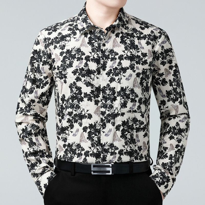 2026 Autumn Men's Long Sleeve Printed Shirt, Loose Fit, Non-Ironing Casual Shirt, Business Shirt for Middle-Aged Men, Dad's Top 2026 Autumn Men's Long Sleeve Printed Shirt, Loose Fit, Non-Ironing Casual Shirt, Business Shirt for Middle-Aged Men, Dad's Top