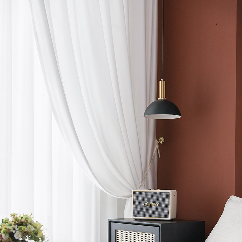 Yuelong yarn new light luxury yarn curtain curtain yarn is not transparent to people white sand thick modern simple soft drape curtain