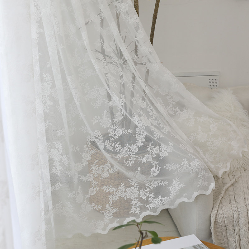 Lace gauze curtain net gauze window gauze balcony clothing store 2022 new sand curtain white gauze white embroidery curtain gauze