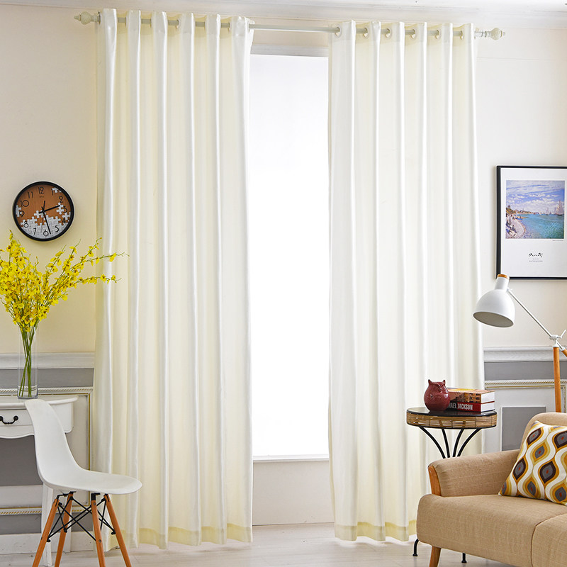 Pure color curtain semi-shading light-transmitting and opaque people simple modern beauty salon fitting room bedroom living room fabric white